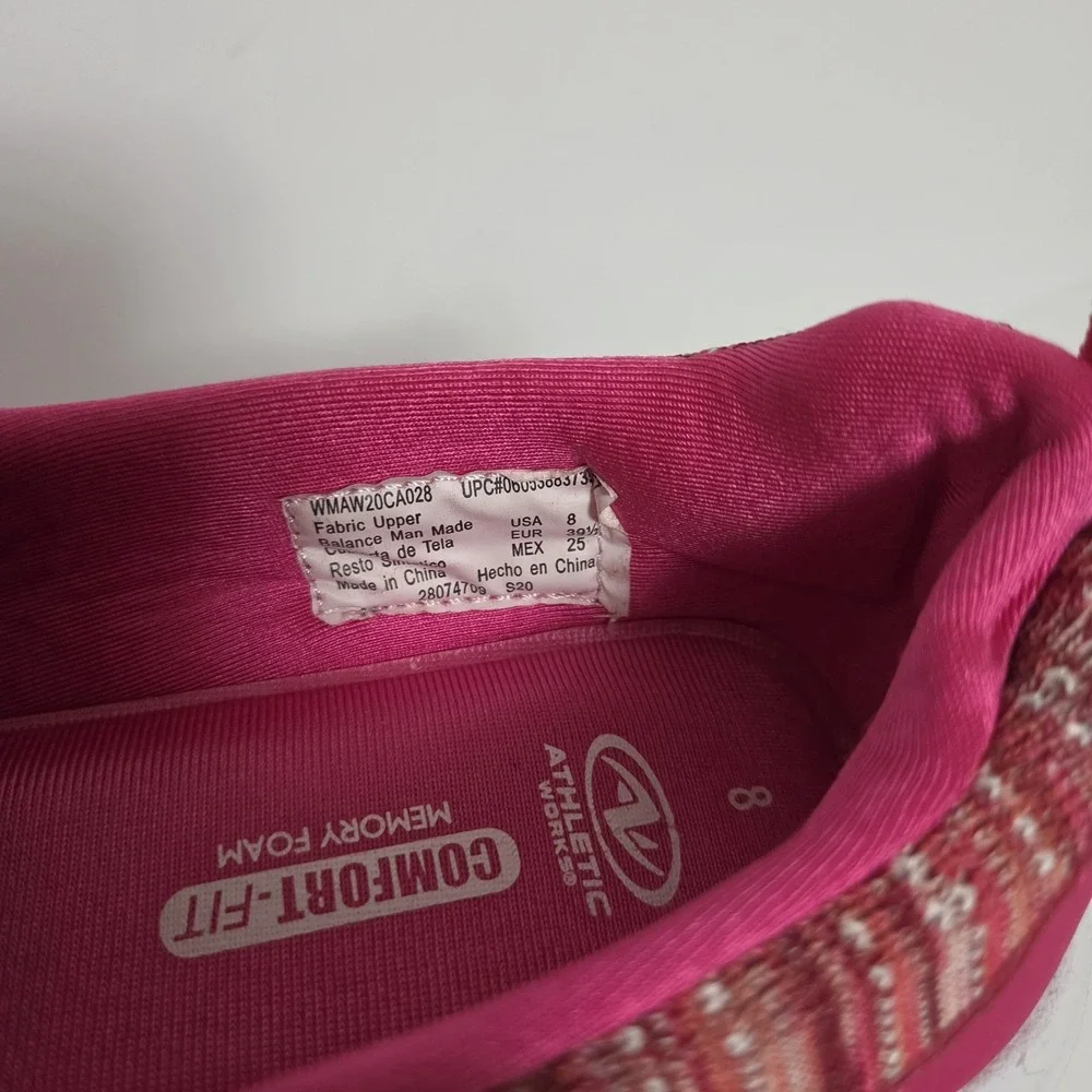 Athletic Works Comfort Fit Memory Foam Women's Slip-On Knit Sneakers Pink Size 8